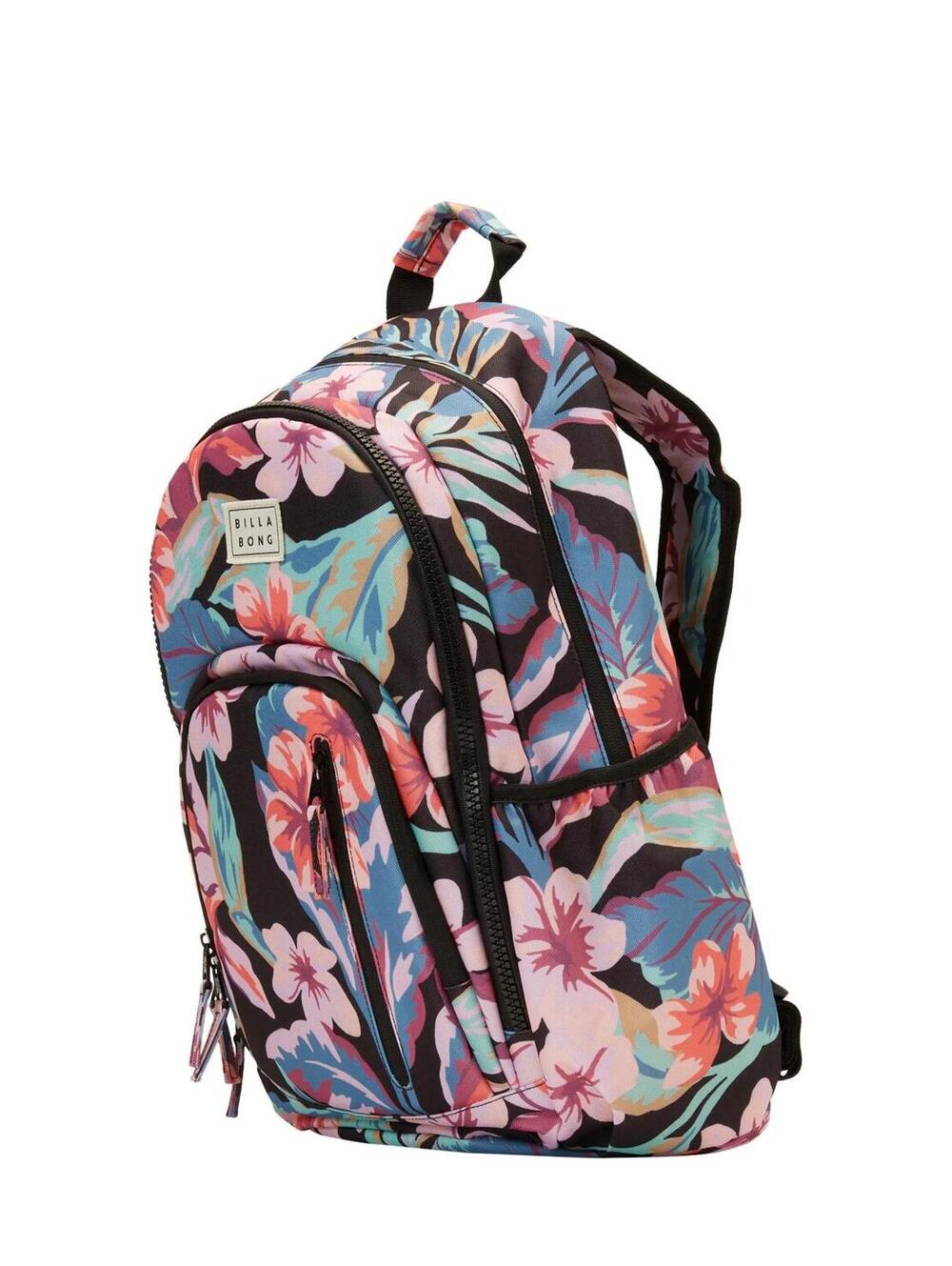 NWT Billabong Roadie 31L Backpack - Black Tropical Floral Hibiscus Print - Picture 2 of 3